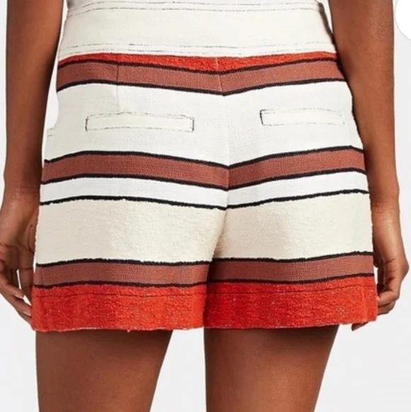 Derek Lam 10 Crosby Poppy Tweed Cotton Striped Shorts Size 8 - Picture 2 of 8